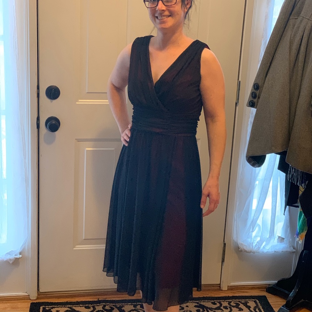 Connected black and red dress